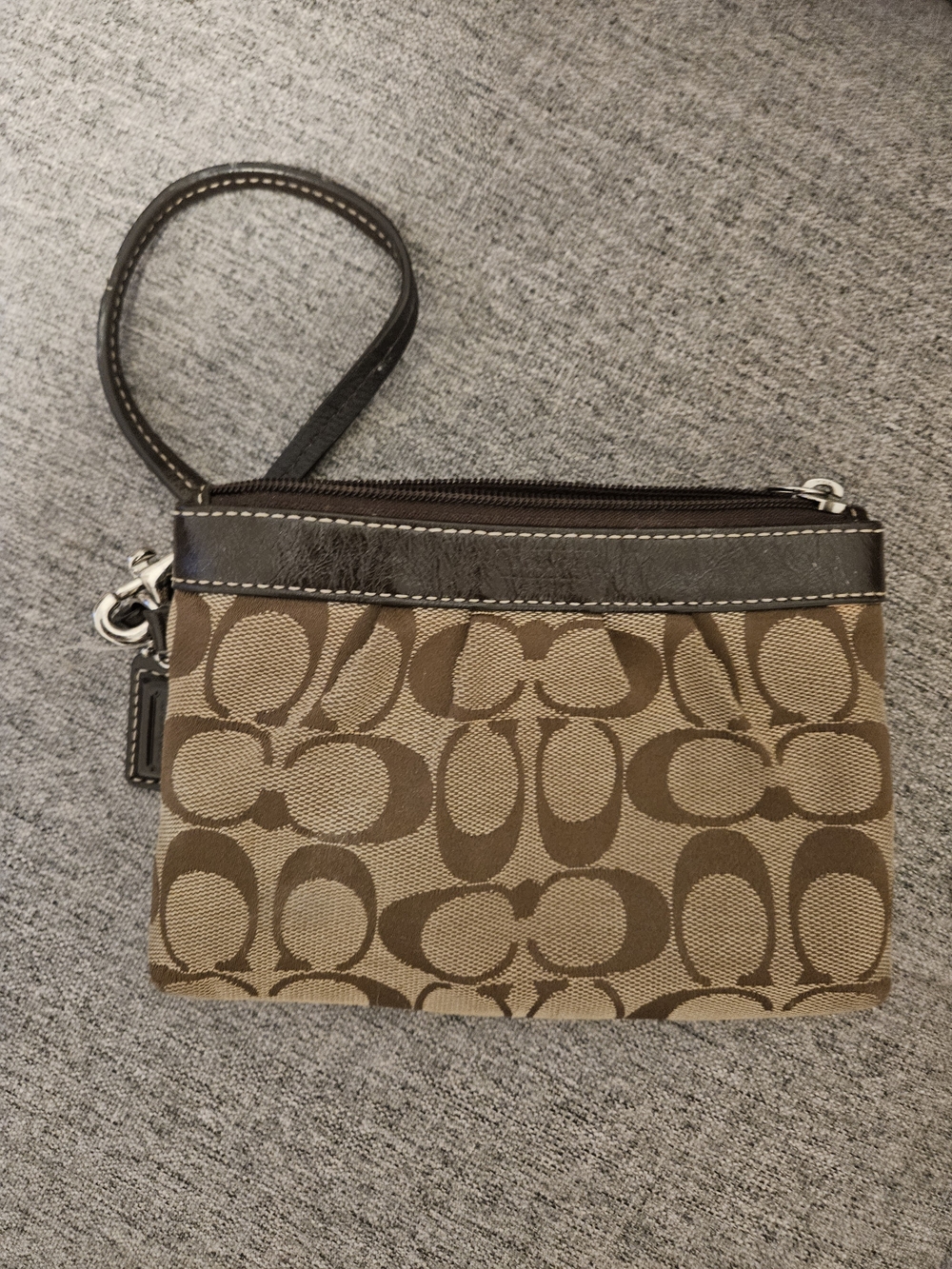 Coach Brown Signature Canvas Wristlet